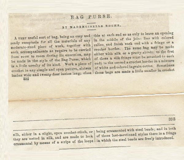November 1861 Peterson's Bag Purse pattern