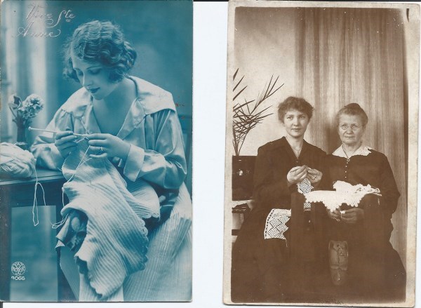 Post-WWII Crocheting Postcards
