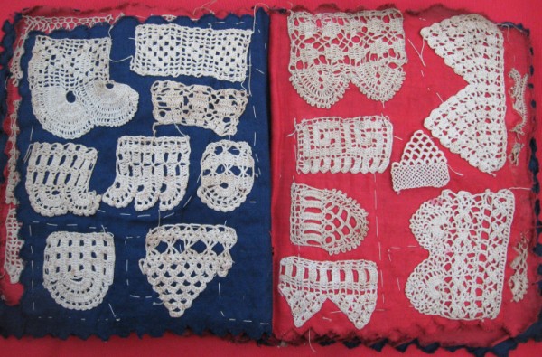 Red & Blue Wool Book Crochet Sampler c